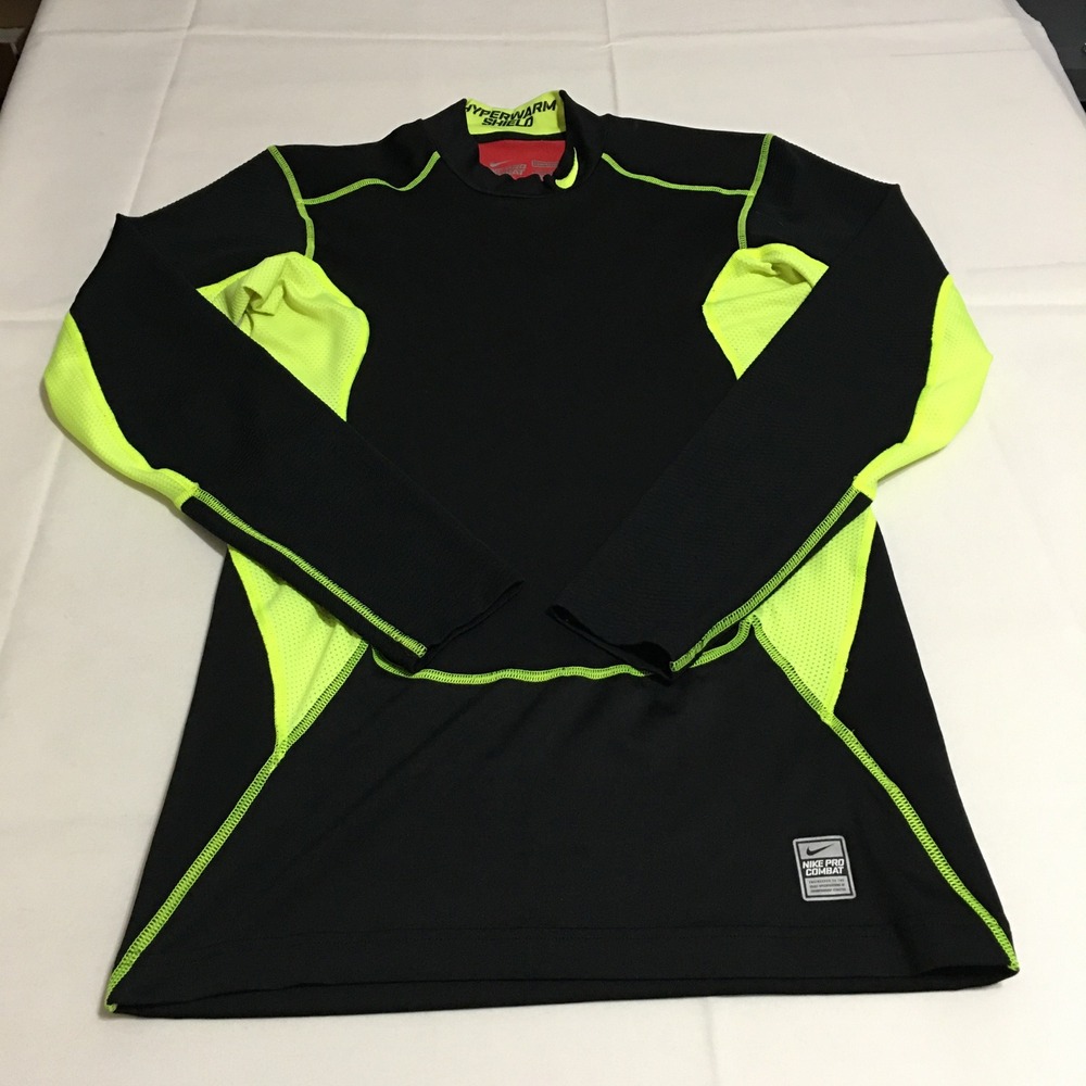 Nike Pro Combat Hyperwarm Shield Mens Large Black Long Sleeve Compression Shirt
